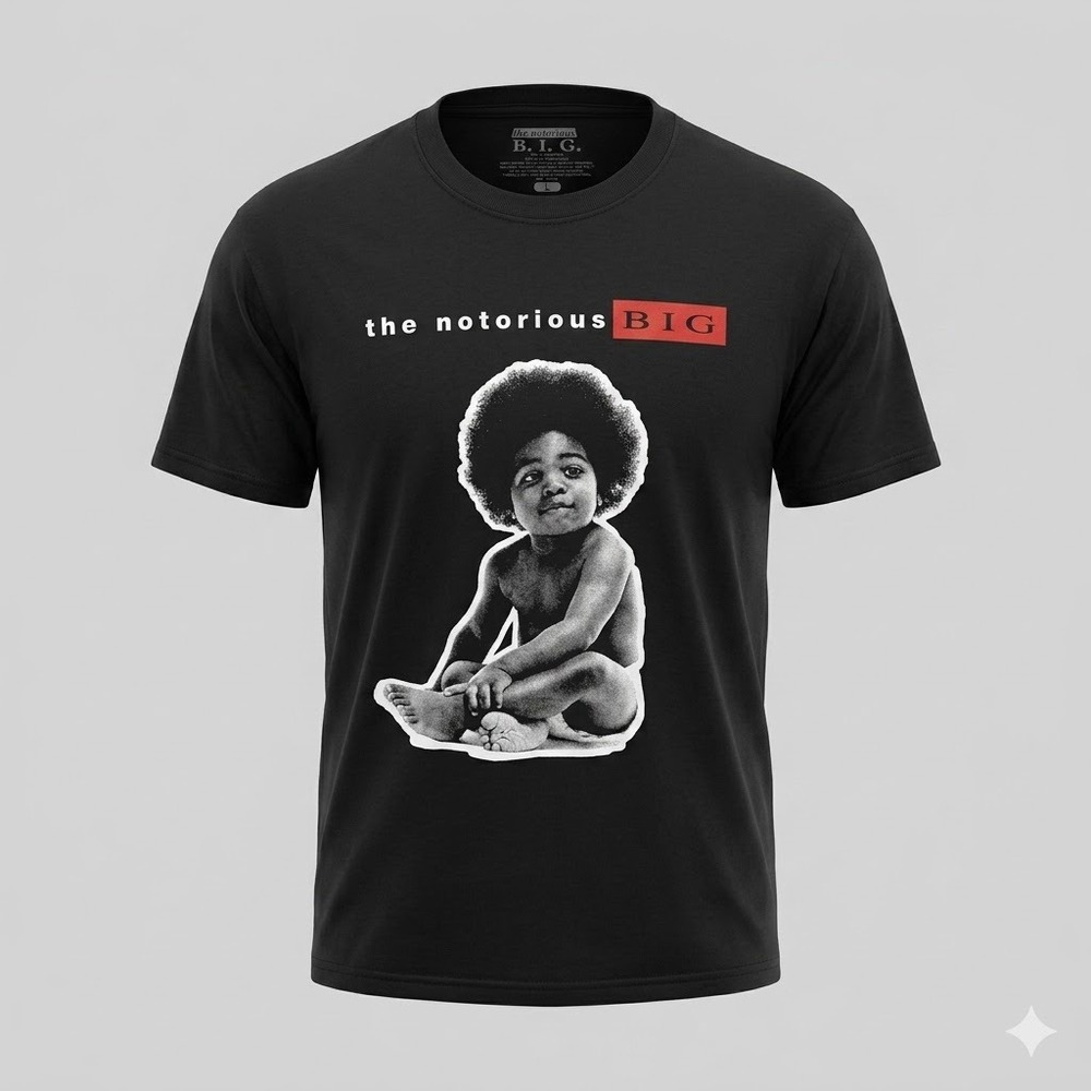 The Notorious BIG Ready to Die Album Cover Graphic Tee Black Mens Large